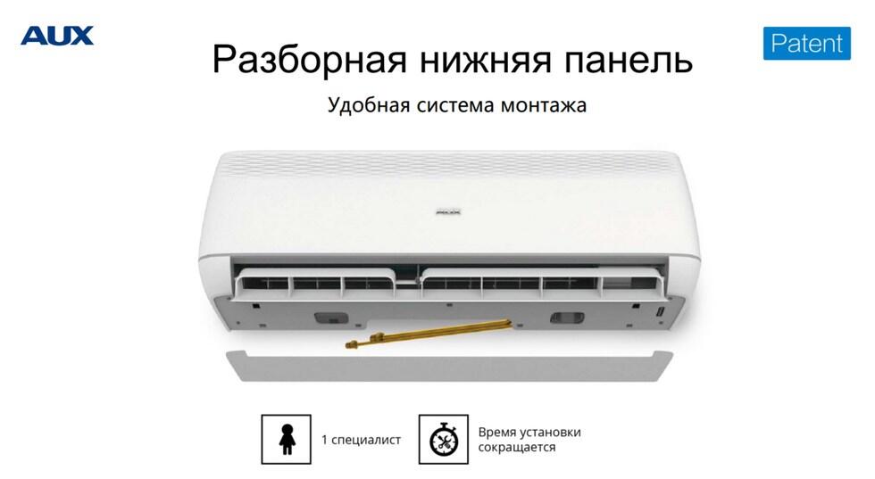 Съёмная нижняя панель в кондиционере AUX